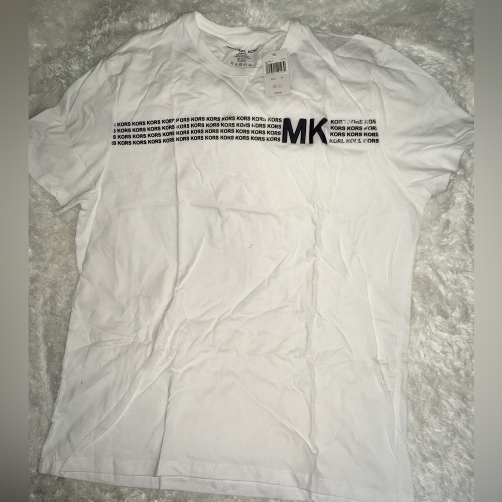 Michael Kors Aspen White Mens Short Sleeve Performance Shirt sz XL